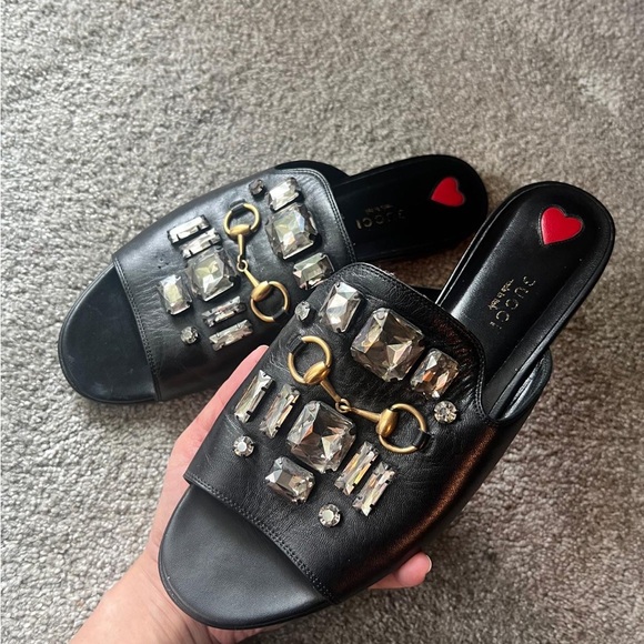 Authentic Gucci leather slide with crystals 432018 - Picture 6 of 15